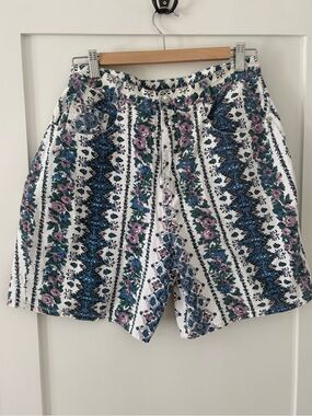 Vintage floral denim jorts high waisted jean shorts boho Print multicolor sz 11